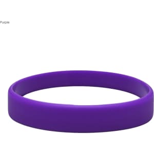 A purple silicone wristband with an embossed design and a simple, smooth appearance.