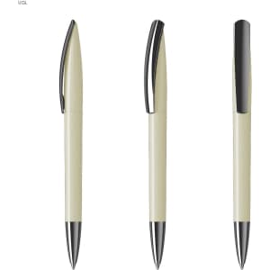 A set of Arca MM Metallic pens in cream with metallic accents and a logo on the barrel.