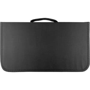 A black carrying case for the Davis BBQ Set, featuring a handle and a sleek design. The case includes a logo.