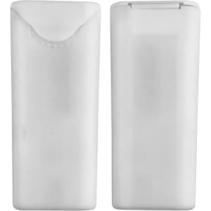 A white, plastic bandage case with a simple design, featuring a slight indentation and a lid.