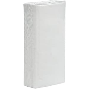 A pack of white paper tissues stacked neatly. The product features a textured surface and has a branded logo.