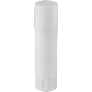 A white pencil case with a cylindrical design and a screw-on cap, featuring a simple, smooth surface.