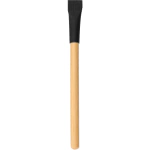 A bamboo pencil with a grey lead tip, featuring a black rubber grip on the end. It has a simple, natural design.