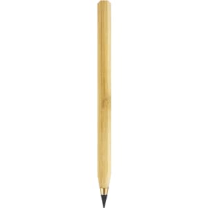 A bamboo pencil with a grey lead tip, featuring a hexagonal shape and a natural bamboo finish.