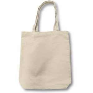 A beige 450gsm Hawaiian canvas tote bag with two straps and a simple design. It features a logo.