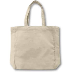 A cream-coloured 450gsm Victorian canvas tote bag with two handles and a plain design.
