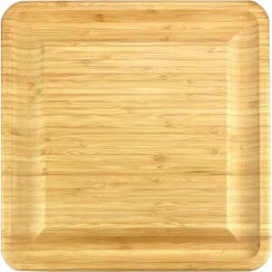 A bamboo cheeseboard with a square shape and a smooth, natural finish. Suitable for serving cheese and snacks.
