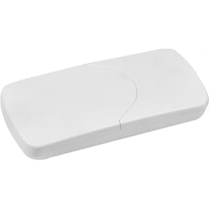 A white car sun visor tissue box with a simple design and a smooth, sleek surface.
