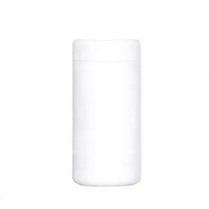 A white cylindrical container for wet tissues, featuring a removable lid, suitable for cleaning surfaces.