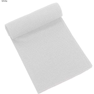 A rolled white cooling towel featuring a textured mesh design, with a hint of colour along the edge.