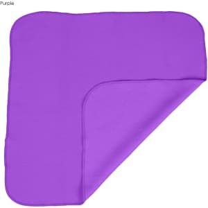 A purple cooling face cloth with a textured surface, folded at one corner. The product features a logo.