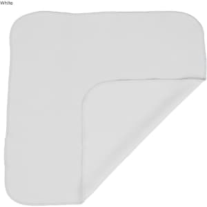 A white cooling face cloth with a textured surface, featuring a slightly curved edge. It has a plain design and branding.