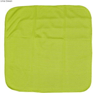 A lime green cooling face cloth with a textured pattern, suitable for leisure and outdoor activities.