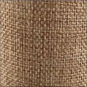 A drink bottle with a textured natural fibre exterior in shades of brown. The bottle features a logo.