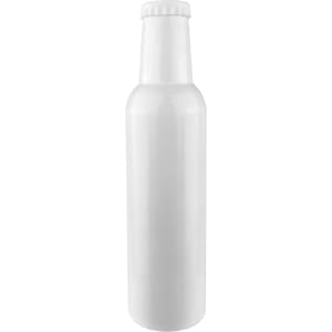 A drink bottle in a sleek, glossy white finish, featuring a screw-top lid and a simple design.