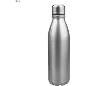 A drink bottle made from shiny aluminium, featuring a sleek silver design and a cap.
