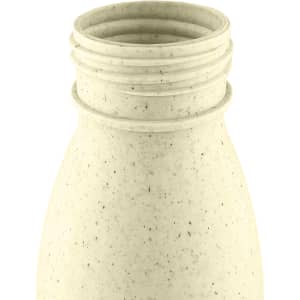 A drink bottle in a light beige colour, made from wheat straw, with a textured surface and a screw-top opening.