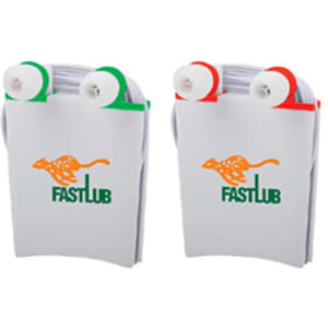 Two packs of earbuds in cases, featuring green and red accents, with a logo on the front.