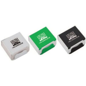 Three small cases in silver, green, and black, each containing a pair of earbuds. Each case features a logo.