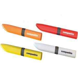 A set of four highlighters in orange, red, yellow, and white, featuring a brand logo on the barrel.
