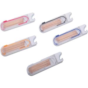 A selection of toothpick dispensers with bottle openers in various colours, featuring a compact design and stored toothpicks.