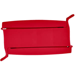 A red food clip featuring a flat design with two side grips, suitable for sealing bags or containers.