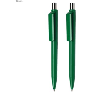 A green pen gift set featuring two sleek pens with a minimalist design and silver accents.