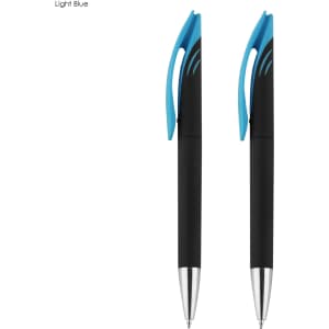 Aster Signature Pen Gift Set featuring two black pens with light blue accents and a logo.