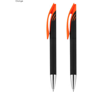 Aster Signature Pen Gift Set featuring two black pens with orange accents and a logo.