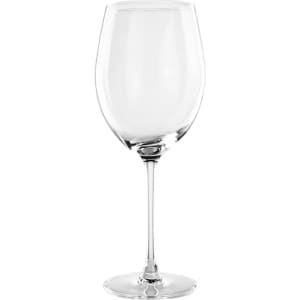 A clear, elegant wine glass with a wide bowl and long stem, suitable for serving various wines.