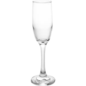 A Montio champagne flute in clear glass, featuring a slender stem and a tall, elegant design.