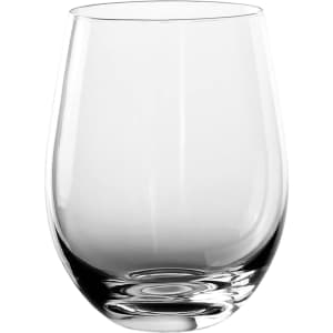 A glass wine cup in clear glass with a smooth, rounded shape and a sturdy base.
