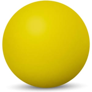 A bright yellow high bounce ball with a smooth surface and round shape. The ball has a subtle sheen reflecting light.