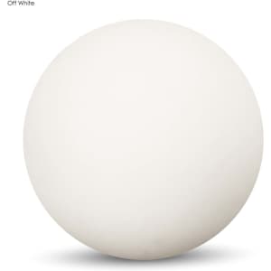 An off-white high bounce ball featuring a smooth surface and a logo. Ideal for fun and games.