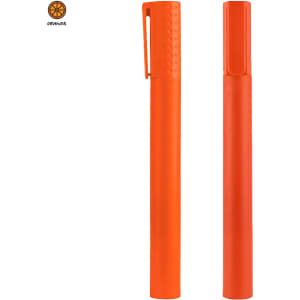 An orange Jumbo Highlighter Pen with a textured grip and a pocket clip, featuring a branding logo.