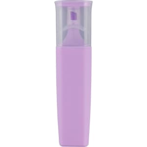 A highlighter with a clear lid and a lavender casing, featuring a brush tip for easy application.