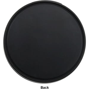 A black round USB hub with a smooth surface, featuring a logo on the back.