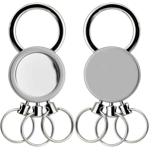 A silver multi-ring key ring featuring multiple key loops and a smooth circular section.