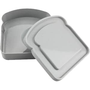A grey bamboo sandwich box with a lid, designed for storing food. Features a smooth finish and a simple shape.