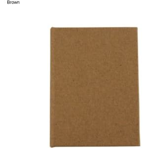 A brown mini sticky note pad with a plain cover and no visible branding or text.