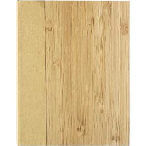 A bamboo sticky note pad with a textured bamboo cover. Features natural bamboo tones and a minimalist design.