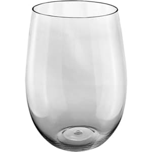 A drink bottle made of clear plastic, featuring a smooth, rounded design and a slightly tapered base.