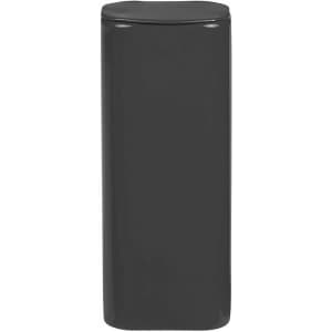 A sleek black flip-top tin container for mints, featuring a smooth finish and a subtle logo.