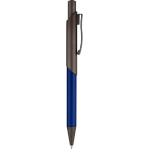 An Arc Metal Pen in blue with a sleek grey clip and trim, featuring a modern design and smooth finish.