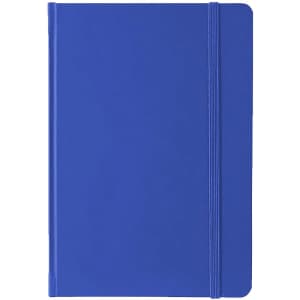 A5 PU notebook in a vibrant blue colour, featuring a smooth cover and an elastic closure band.