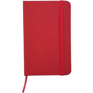 A6 Handy PU Notebook in vibrant red with a matching elastic closure. Features a smooth, matte finish.