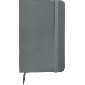 A6 Handy PU Notebook in grey, featuring a sleek cover and an elastic band closure. It has a logo on the front.