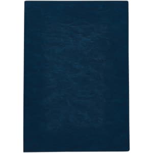 A navy blue notebook with a textured cover and a simple design. It has a logo on the front.