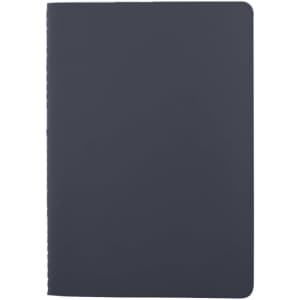 A dark grey washable paper notebook with a smooth cover and rounded edges, featuring a logo on the front.