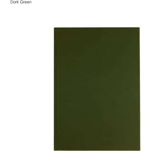 A dark green notebook with a textured cover, featuring a minimalist design and a logo on the front.